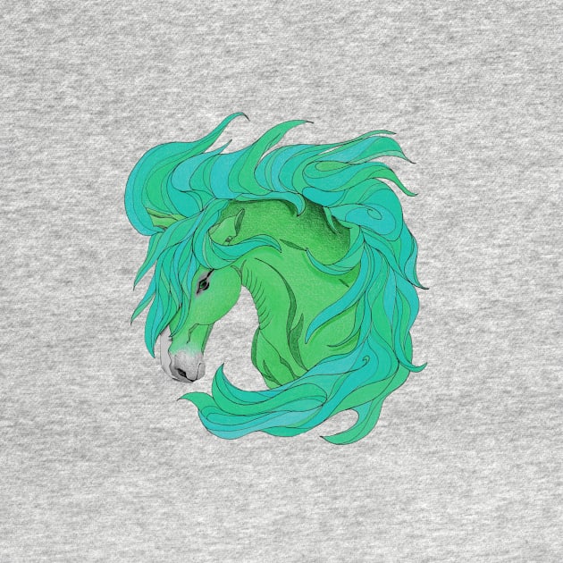 Horse Totem Animal Variant Sea Green by FreeSpiritMeg